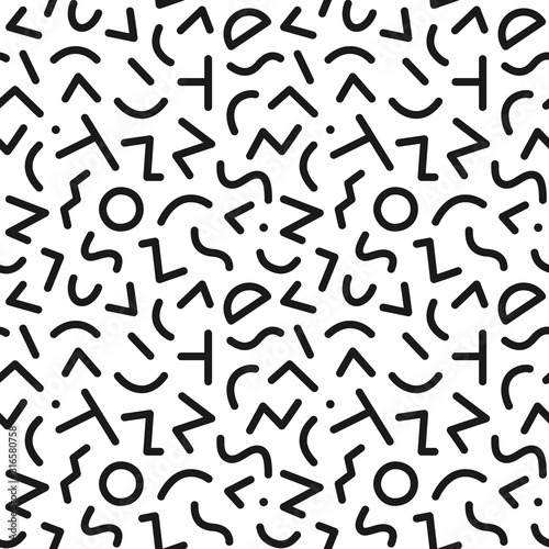 Black and white seamless geometric pattern. Hipster Memphis style.