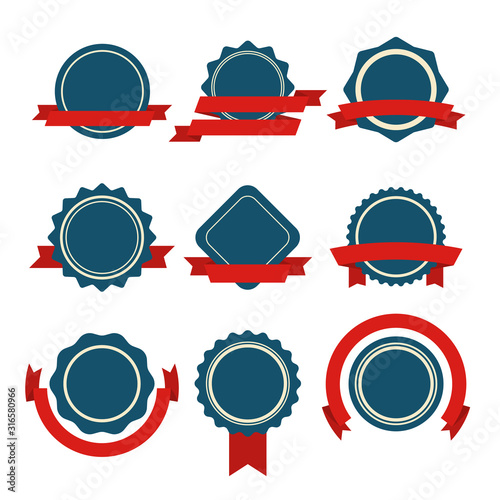 Vintage empty badges set. Round emblems for design. Classic template. Vector design elements