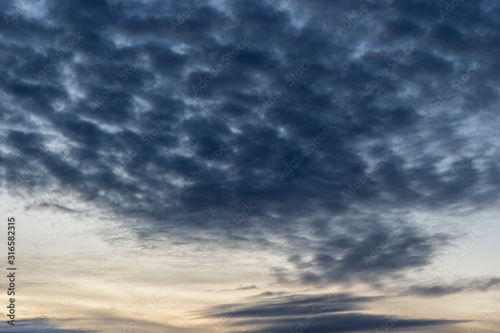 Fototapeta premium Dark cumulus clouds in the sky after sunset.