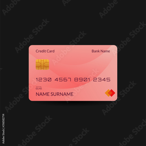 credit card template with gradient wave background, editable text