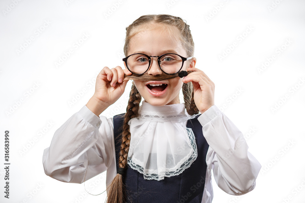 Funny Schoolgirl Play Game With Plaits Copyspace Funny Schoolgirl Play Game With Plaits Copyspace