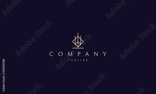 Vector golden logo on which abstract image of the letter W.