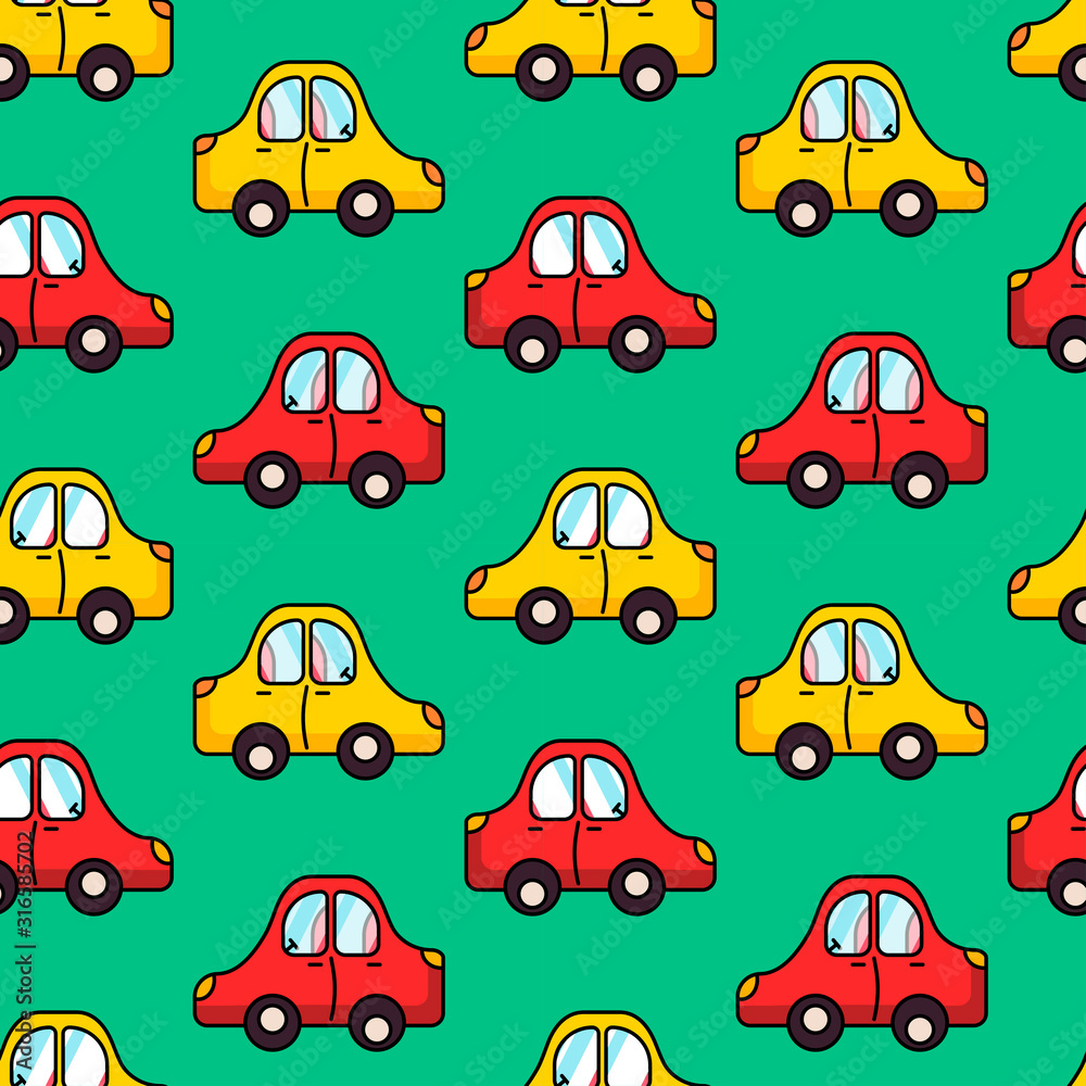 cartoon cars seamless pattern