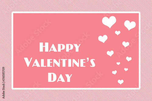 Happy Valentine's day card, hearts on pink background