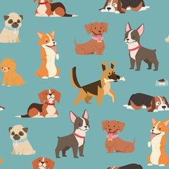 Keuken achterwand Honden patronen Hondenrassen cartoon patroon voor kinderkamer  © partyvector