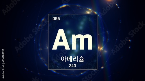 Photos 3D illustration of Americium as Element 95 of the Periodic Table