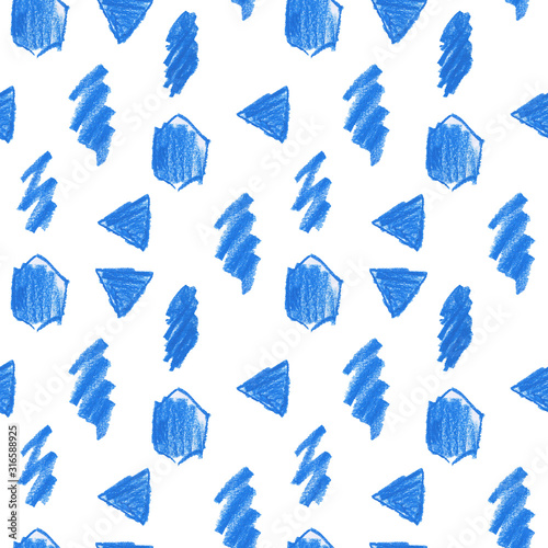 Phantom blue abstract geometric shapes seamless pattern on white background for design background.