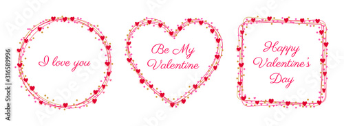 Valentine line frame heart heart love card vector