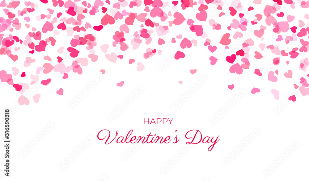 Heart confetti falling background valentine s love