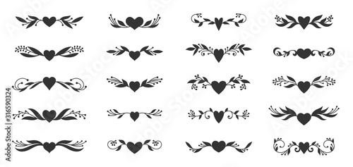 heart floral wing divider love tattoo border