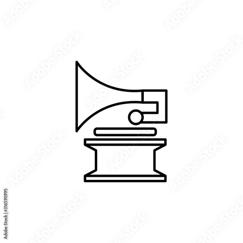gramophone line icon. Elements of wedding illustration icons. Signs, symbols can be used for web, logo, mobile app, UI, UX