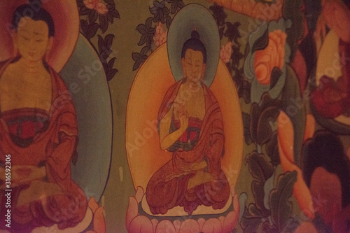 buddhist paintings in the walls