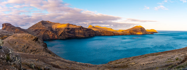 Fotobehang Cappuccinokleur Panorama view on island in the atlantic sea, Ponta de sao laurence, Madeira, Portugal  © Alex