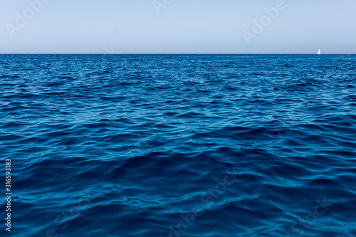 background of deep blue sea and blue sky