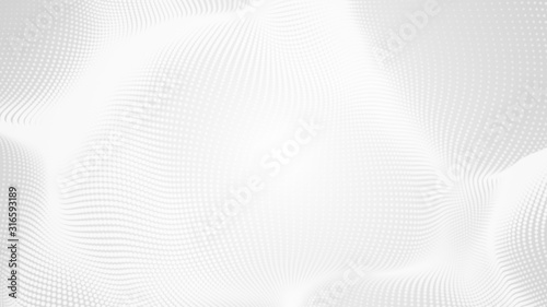 Dot white gray wave light technology texture background. Abstract big data digital concept. 3d rendering.