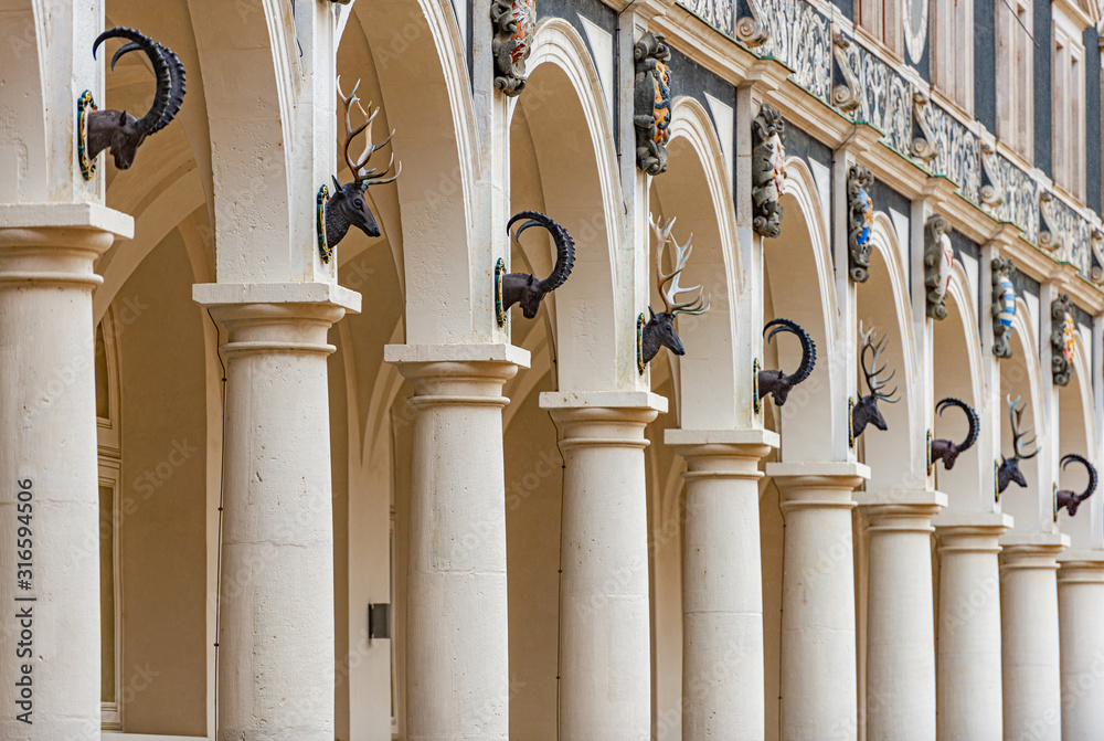 Fototapeta premium Old building with columns in Dresden, Germany.