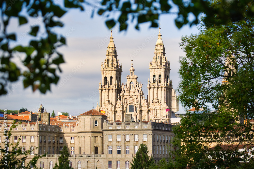 View Of The Cathedral Of Santiago De Compostela In Spain