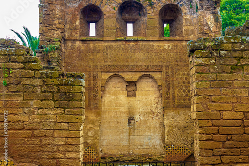 Ruins of the Roman city known as Sala Colonia and the Islamic complex of Chellah, mosque and minaret ruined. photo