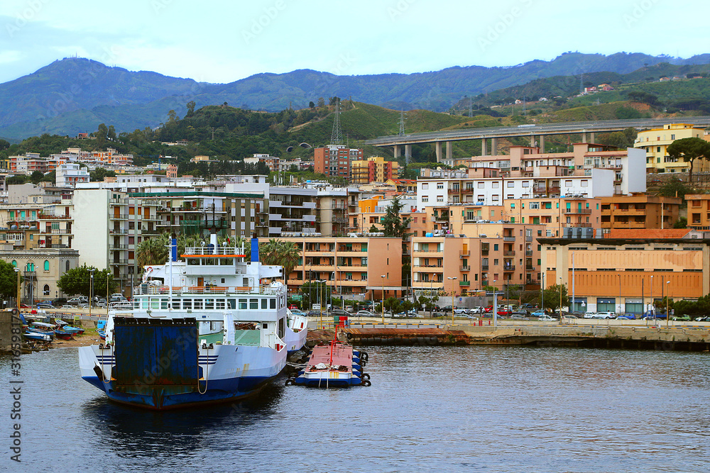 Ferry docked in Messina, Sicily, Italy