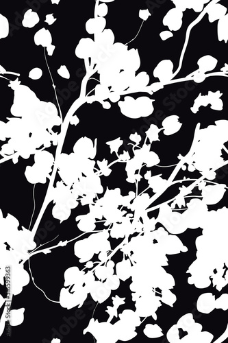 black and white abstract flowers pattern