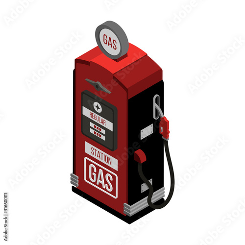 Gas column isometry. Vector illustration isolated on a white background.