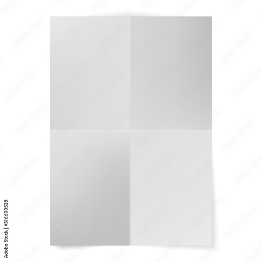 Vector A4 format paper with shadows. Blank four folded fold paper leaflet. Blank paper leaflet, flyer, follicle, leaf A4, broadsheet Vector A4 format paper with shadows. Blank four folded fold paper leaflet. Blank paper leaflet, flyer, follicle, leaf A4, broadsheet