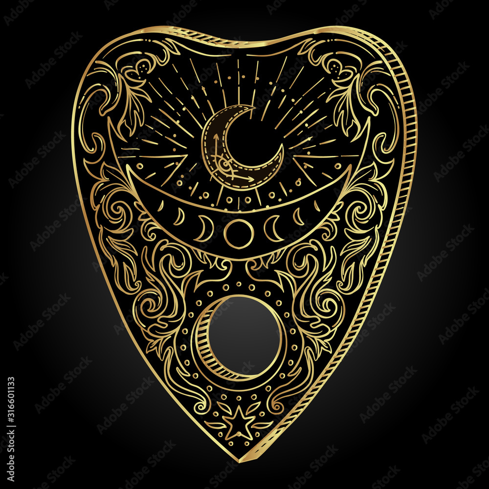 Heart-shaped planchette for spirit talking board. Vector isolated  illustration in Victorian style. Mediumship divination equipment. flash  tattoo drawing. Alchemy, religion, spirituality, occultism. Stock Vector |  Adobe Stock