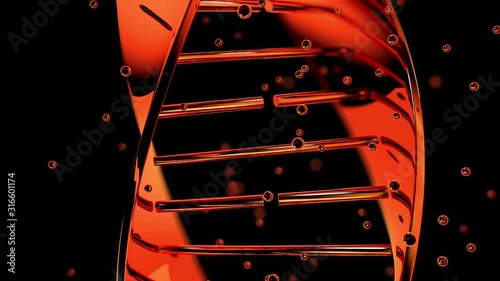 Animated dna molecule on black background