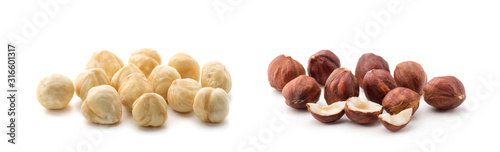 Hazelnuts isolated on the white background photo