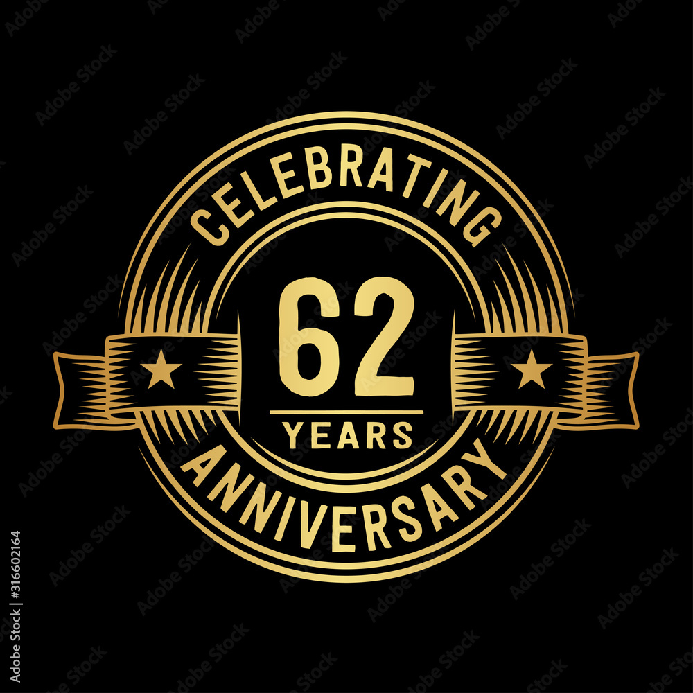 Fototapeta premium 62 years anniversary celebration logotype. Vector and illustration.