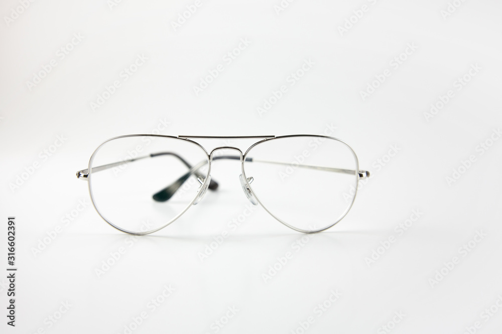 Transparent glasses on a white background Transparent glasses on a white background