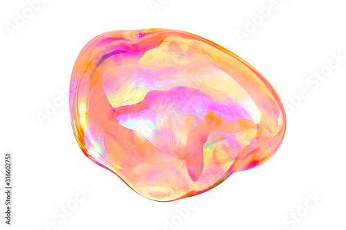Colorful soap bubble on white background, isolated