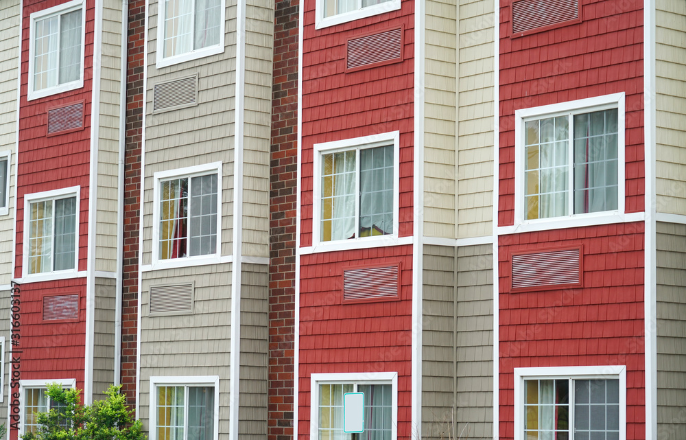 close up on modern rental apartment buildings