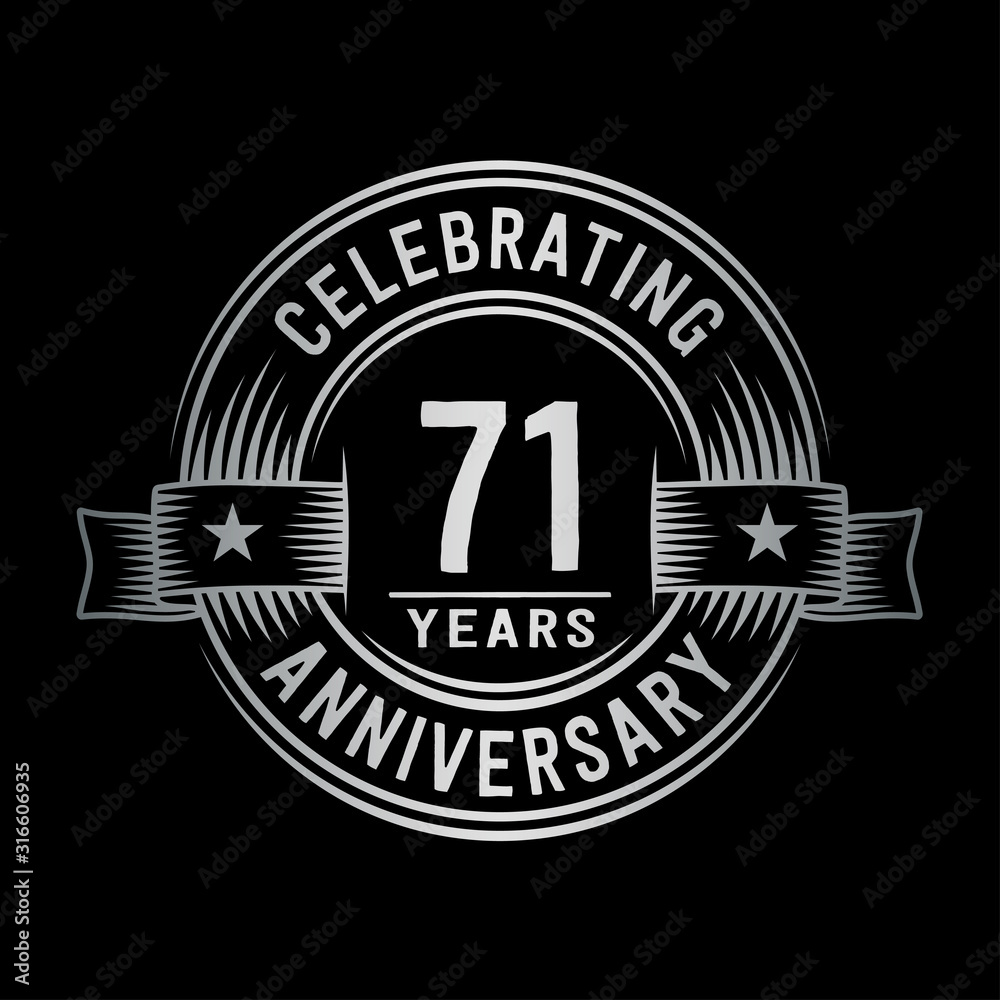 71 years anniversary celebration logotype. Vector and illustration.