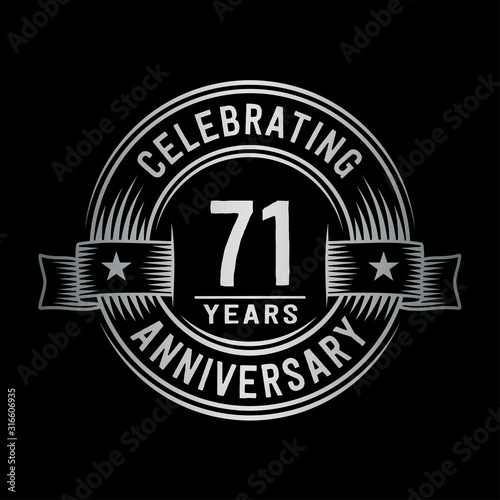 71 years anniversary celebration logotype. Vector and illustration.