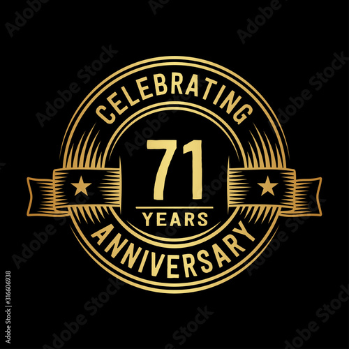 71 years anniversary celebration logotype. Vector and illustration.