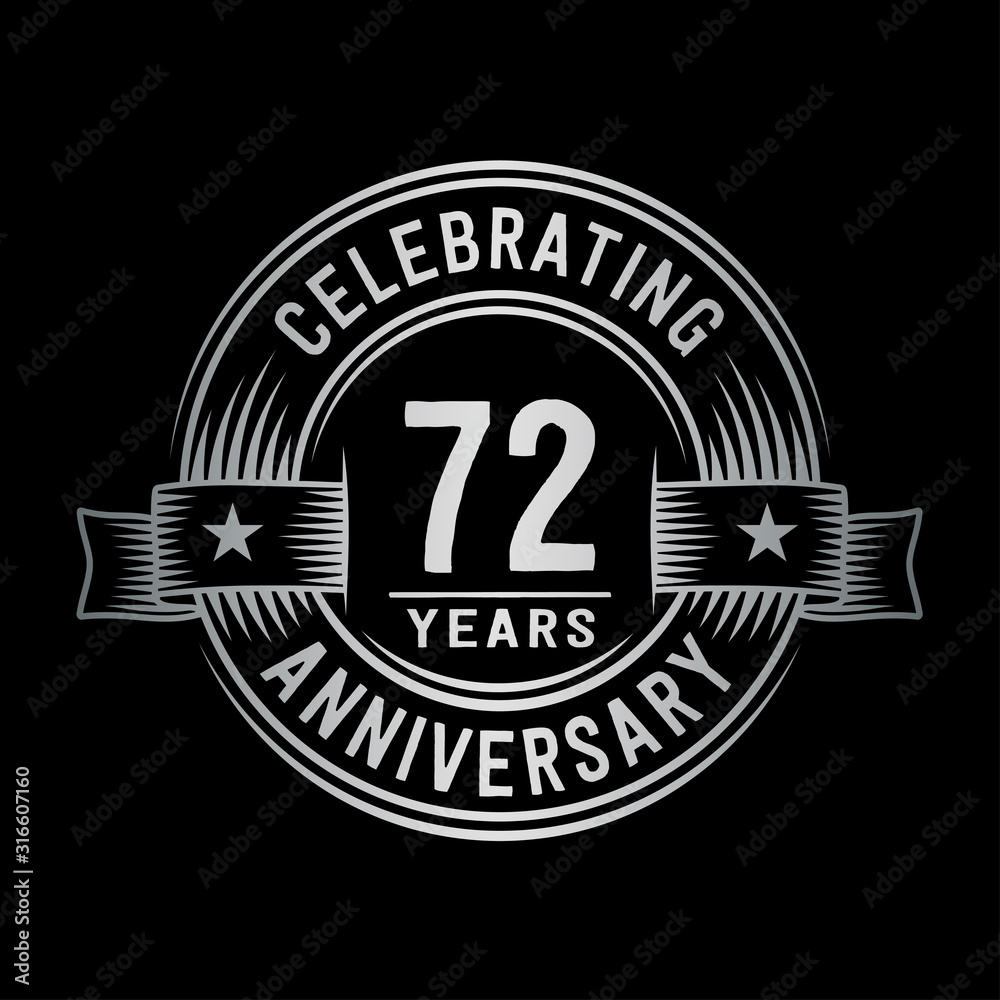 Fototapeta premium 72 years anniversary celebration logotype. Vector and illustration.