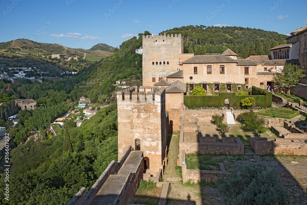 Alcazaba (fortress) of Alhambra view from the tower, Granada, Spain
