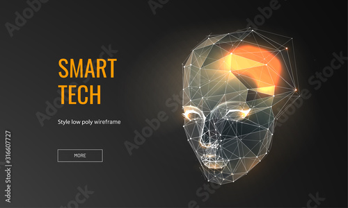 Smart tech low poly wireframe landing page template