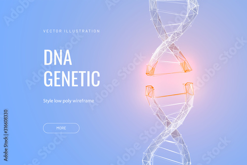 Dna disease concept. Blue structure style illustration. Vector