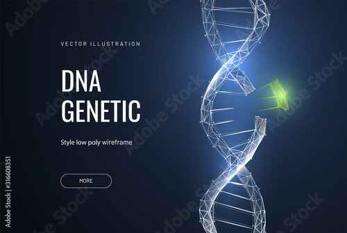 Dna disease concept. Blue structure style illustration. Vector