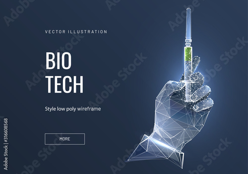Bio tech low poly wireframe landing page template