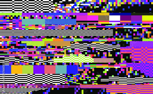 Abstract webpunk and vaporwave style background with pixelated glitched screen. Generative computer art.