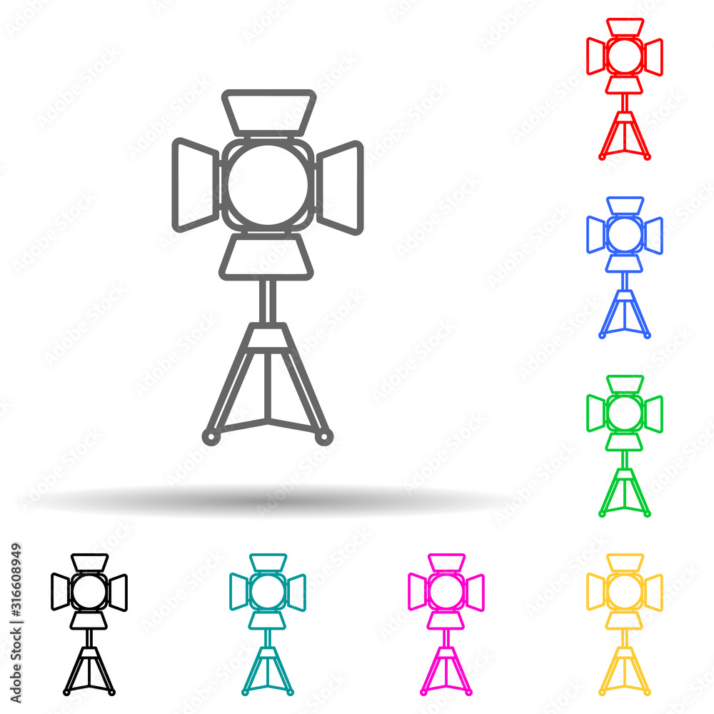 Obraz premium light for photography multi color style icon. Simple thin line, outline vector of spotlight icons for ui and ux, website or mobile application