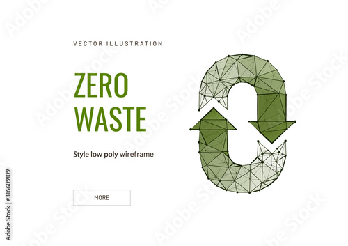 Waste recovery low poly wireframe landing page template
