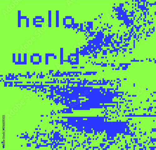 Abstract webpunk and vaporwave style background with pixelated glitched screen. Generative computer art.