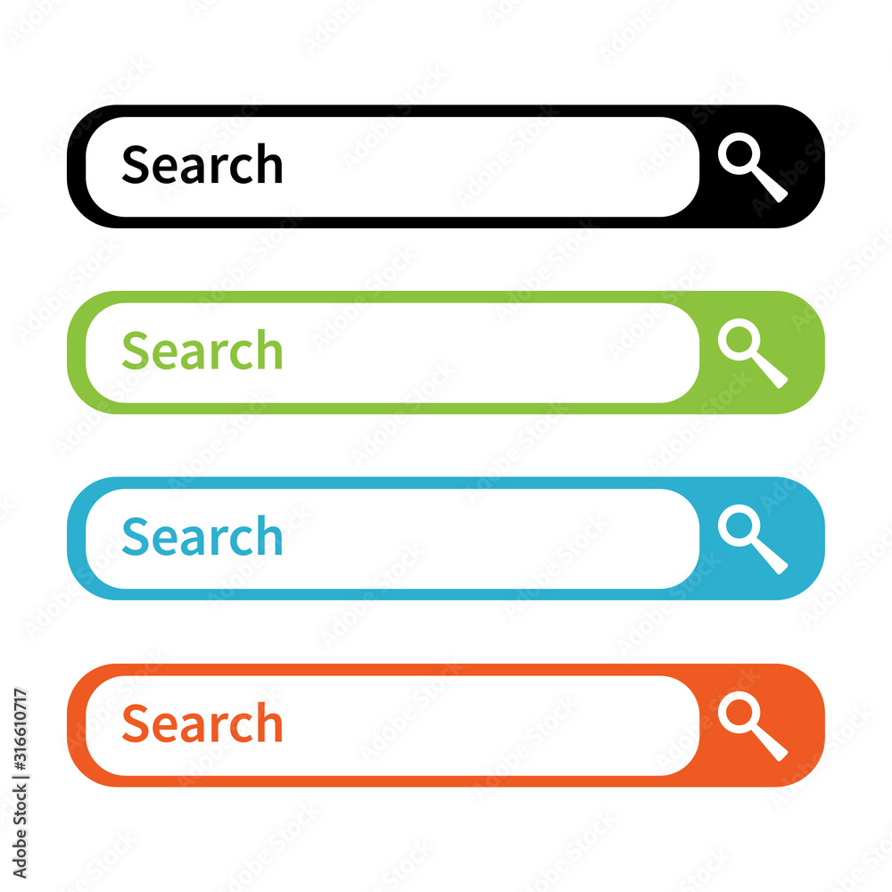 Set of search bars, flat web design elements Set of search bars, flat web design elements