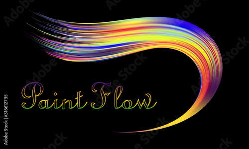 Colorful flow brush stroke. Wave sea isolated line