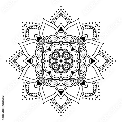Mandala for coloring book. Arabic, Pakistan, Moroccan, Turkish, Indian, Spain motifs