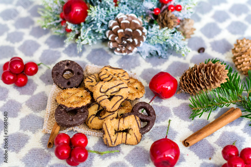 Fototapeta Naklejka Na Ścianę i Meble -  Christmas  Cookies  .Traditional Christmas Biscuits 